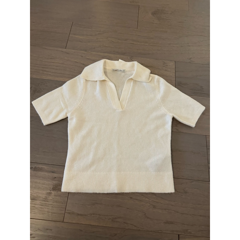 Abercrombie & Fitch Cream Short Sleeve Sweater XS